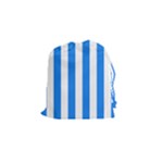 Vertical Stripes - White and Dodger Blue Drawstring Pouch (S)