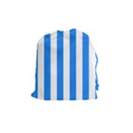 Vertical Stripes - White and Dodger Blue Drawstring Pouch (M)