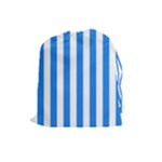 Vertical Stripes - White and Dodger Blue Drawstring Pouch (L)