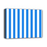 Vertical Stripes - White and Dodger Blue Deluxe Canvas 16  x 12  (Stretched)