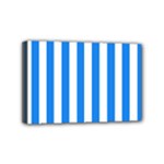Vertical Stripes - White and Dodger Blue Mini Canvas 6  x 4  (Stretched)