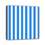 Vertical Stripes - White and Dodger Blue Mini Canvas 6  x 6  (Stretched)