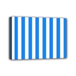 Vertical Stripes - White and Dodger Blue Mini Canvas 7  x 5  (Stretched)
