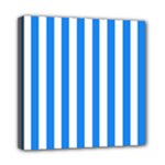 Vertical Stripes - White and Dodger Blue Mini Canvas 8  x 8  (Stretched)