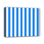 Vertical Stripes - White and Dodger Blue Canvas 10  x 8  (Stretched)