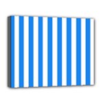 Vertical Stripes - White and Dodger Blue Canvas 14  x 11  (Stretched)