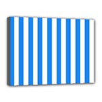 Vertical Stripes - White and Dodger Blue Canvas 16  x 12  (Stretched)