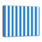 Vertical Stripes - White and Dodger Blue Canvas 20  x 16  (Stretched)
