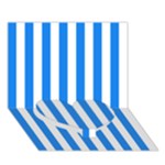 Vertical Stripes - White and Dodger Blue Heart Bottom 3D Greeting Card (7x5)