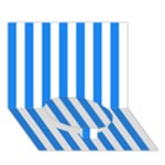 Vertical Stripes - White and Dodger Blue Circle Bottom 3D Greeting Card (7x5)