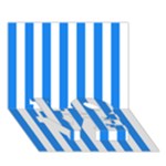 Vertical Stripes - White and Dodger Blue LOVE Bottom 3D Greeting Card (7x5)