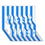 Vertical Stripes - White and Dodger Blue WORK HARD 3D Greeting Card (7x5)