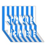 Vertical Stripes - White and Dodger Blue TAKE CARE 3D Greeting Card (7x5)