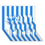 Vertical Stripes - White and Dodger Blue You Did It 3D Greeting Card (7x5)