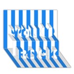 Vertical Stripes - White and Dodger Blue You Rock 3D Greeting Card (7x5)