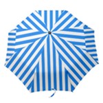 Vertical Stripes - White and Dodger Blue Folding Umbrella