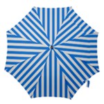 Vertical Stripes - White and Dodger Blue Hook Handle Umbrella (Large)