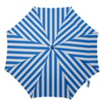 Vertical Stripes - White and Dodger Blue Hook Handle Umbrella (Small)