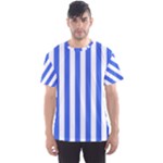 Vertical Stripes - White and Royal Blue Men s Sport Mesh Tee