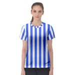Vertical Stripes - White and Royal Blue Women s Sport Mesh Tee