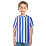 Vertical Stripes - White and Royal Blue Kid s Sport Mesh Tee