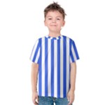 Vertical Stripes - White and Royal Blue Kid s Cotton Tee