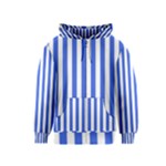 Vertical Stripes - White and Royal Blue Kid s Zipper Hoodie