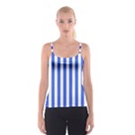 Vertical Stripes - White and Royal Blue Spaghetti Strap Top