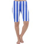 Vertical Stripes - White and Royal Blue Cropped Leggings