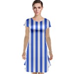 Vertical Stripes - White and Royal Blue Cap Sleeve Nightdress