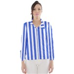 Vertical Stripes - White and Royal Blue Wind Breaker (Women)