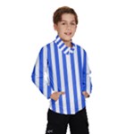 Vertical Stripes - White and Royal Blue Wind Breaker (Kids)