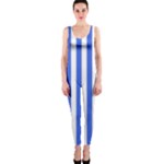 Vertical Stripes - White and Royal Blue OnePiece Catsuit