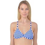 Vertical Stripes - White and Royal Blue Reversible Tri Bikini Top