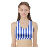 Vertical Stripes - White and Royal Blue Women s Sports Bra with Border
