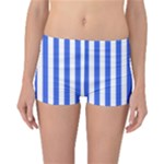 Vertical Stripes - White and Royal Blue Reversible Boyleg Bikini Bottoms