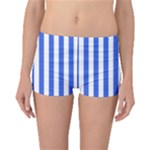 Vertical Stripes - White and Royal Blue Boyleg Bikini Bottoms