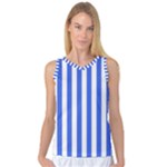 Vertical Stripes - White and Royal Blue Women s Basketball Tank Top