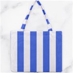 Vertical Stripes - White and Royal Blue Mini Tote Bag