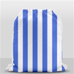 Vertical Stripes - White and Royal Blue Drawstring Bag (Small)