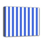 Vertical Stripes - White and Royal Blue Deluxe Canvas 20  x 16  (Stretched)
