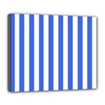 Vertical Stripes - White and Royal Blue Deluxe Canvas 24  x 20  (Stretched)