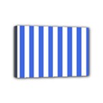 Vertical Stripes - White and Royal Blue Mini Canvas 6  x 4  (Stretched)