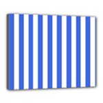 Vertical Stripes - White and Royal Blue Canvas 20  x 16  (Stretched)
