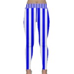 Vertical Stripes - White and Blue Yoga Leggings