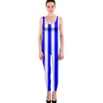 Vertical Stripes - White and Blue OnePiece Catsuit
