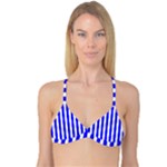 Vertical Stripes - White and Blue Reversible Tri Bikini Top