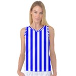 Vertical Stripes - White and Blue Women s Basketball Tank Top