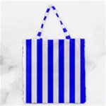 Vertical Stripes - White and Blue Grocery Tote Bag