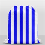 Vertical Stripes - White and Blue Drawstring Bag (Small)